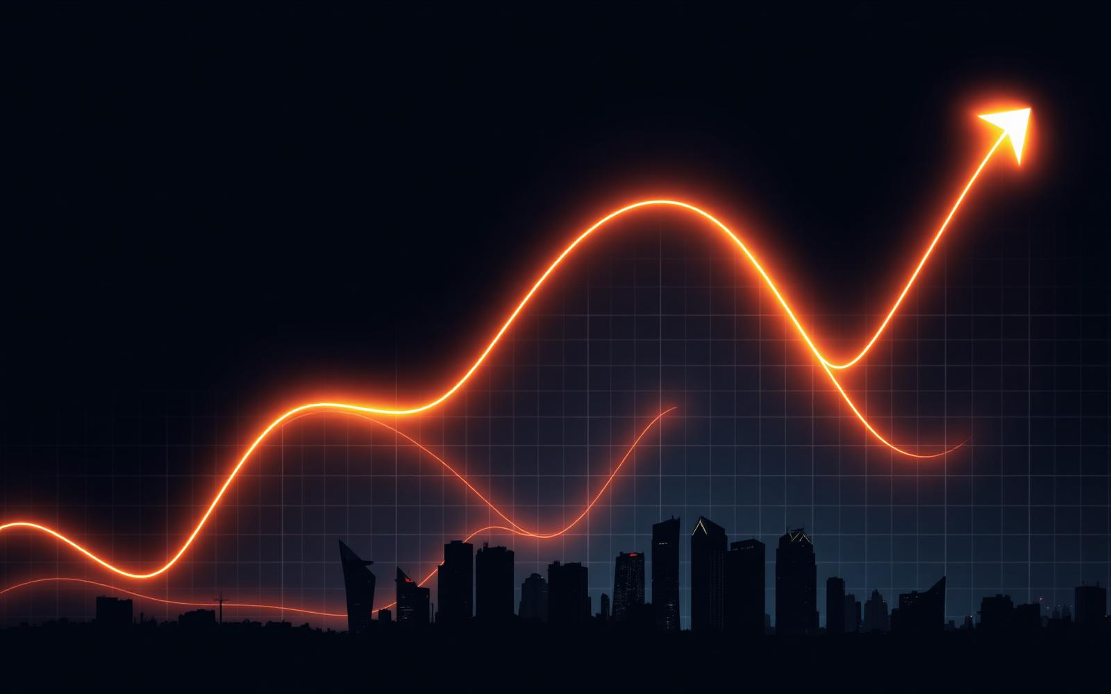 Digital marketing growth chart over the Gurgaon skyline